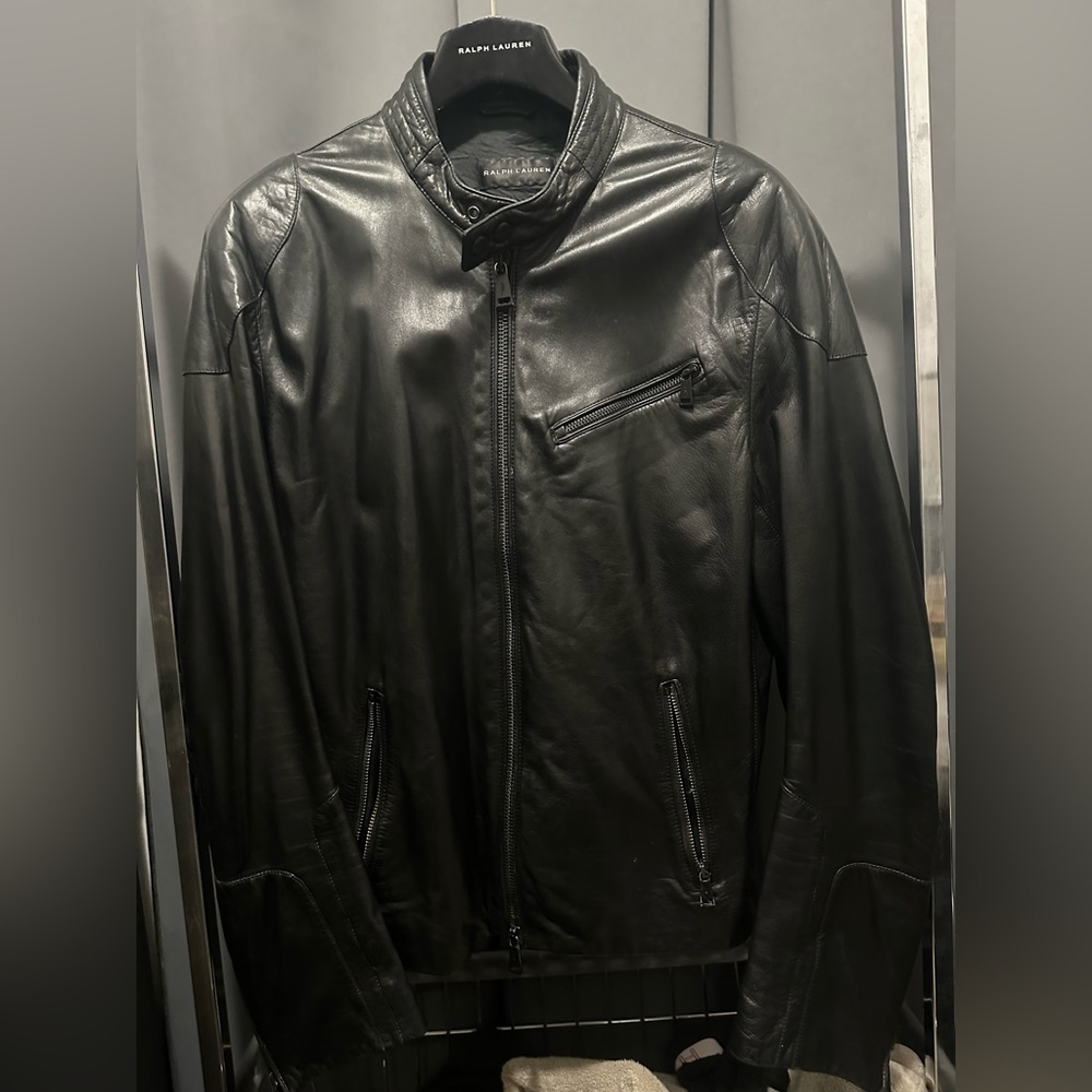 Ralph Lauren BLACK LABEL Lambskin Leather Moto Jacket - Men’s XL
